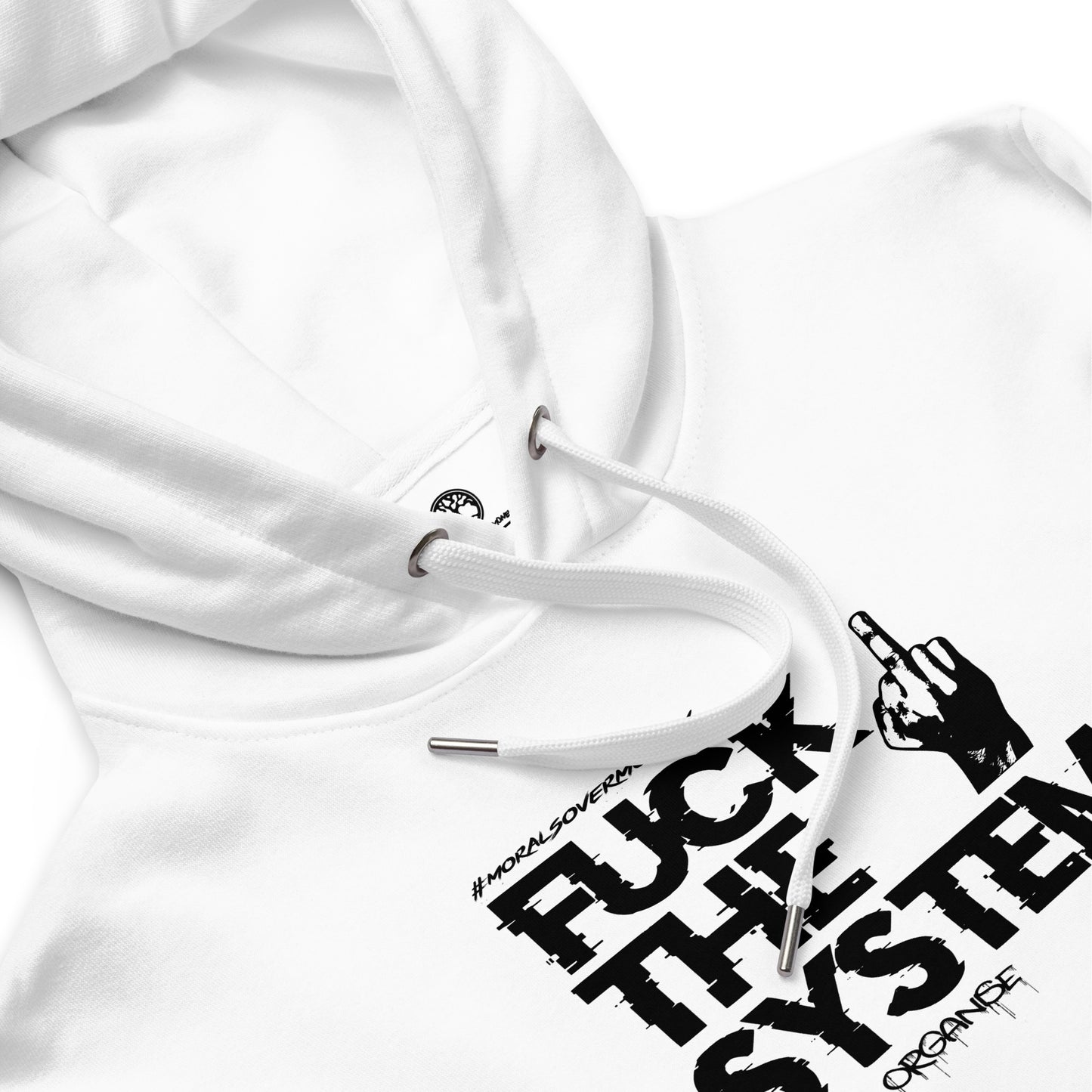 Organic Cotton 'F**k The System' Premium Quality Eco Hoodie - Black Logo