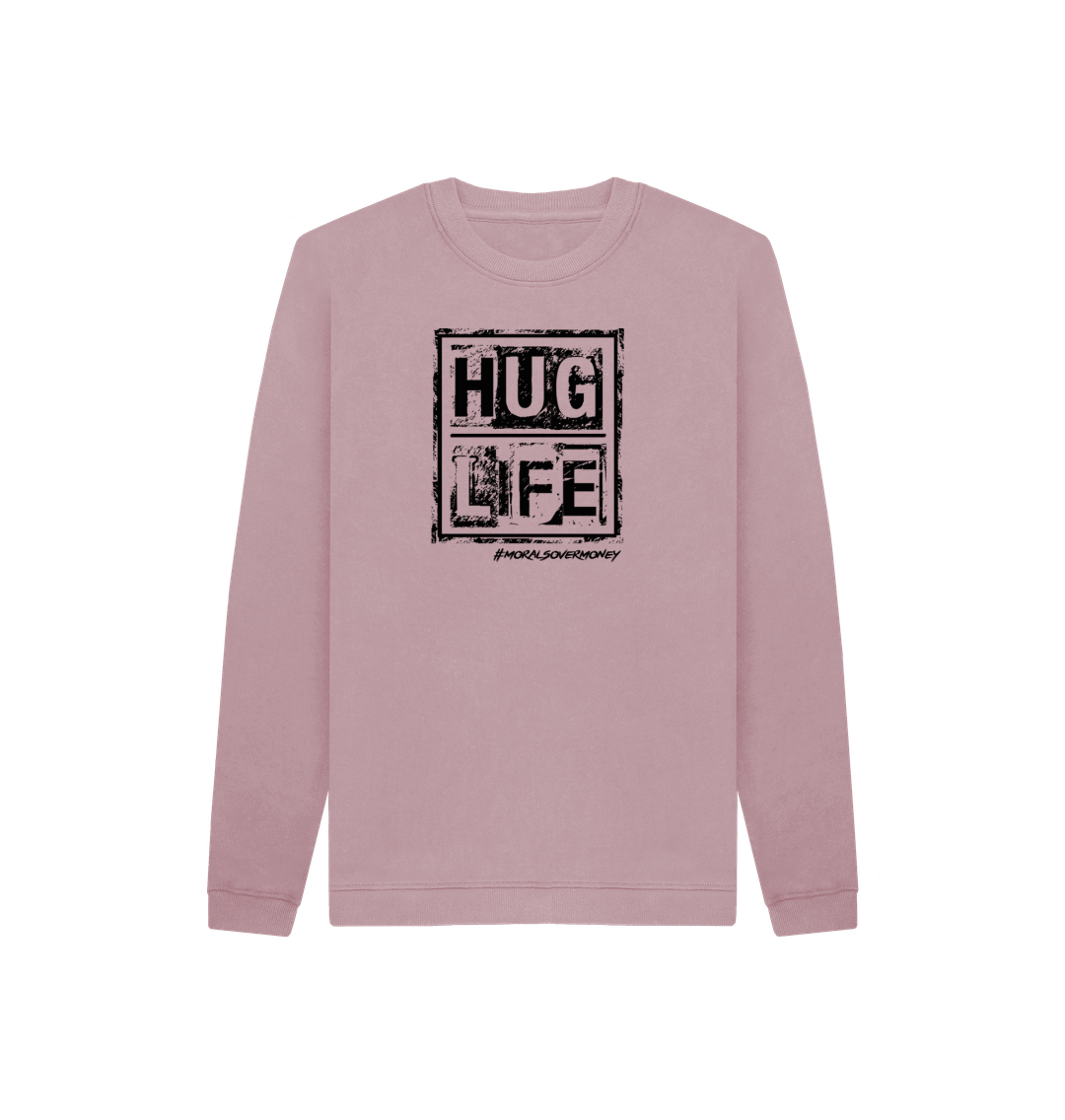 Mauve Kid's 100% Organic Cotton 'Hug Life' Eco Jumper - Black Logo