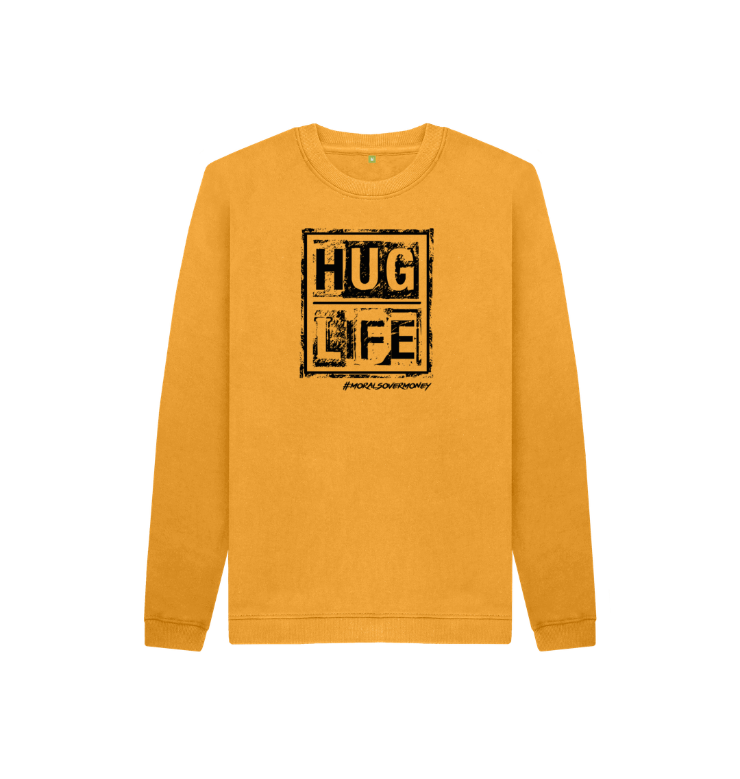 Mustard Kid's 100% Organic Cotton 'Hug Life' Eco Jumper - Black Logo