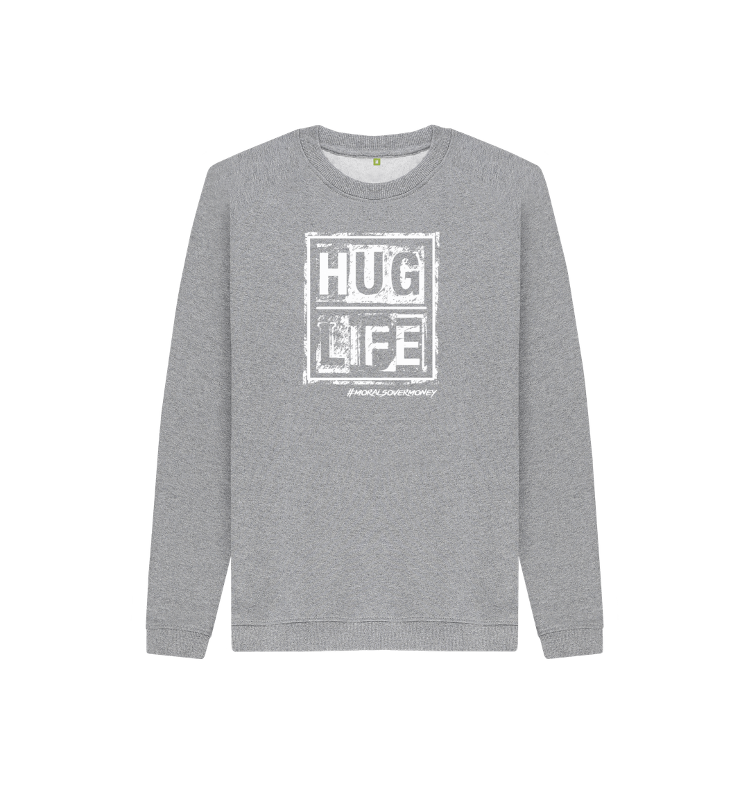 Athletic Grey Kid's 100% Organic Cotton 'Hug Life' Eco Jumper - White Logo