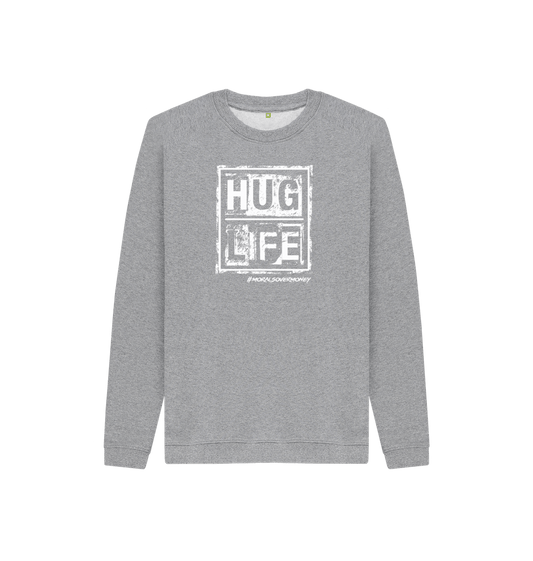 Athletic Grey Kid's 100% Organic Cotton 'Hug Life' Eco Jumper - White Logo