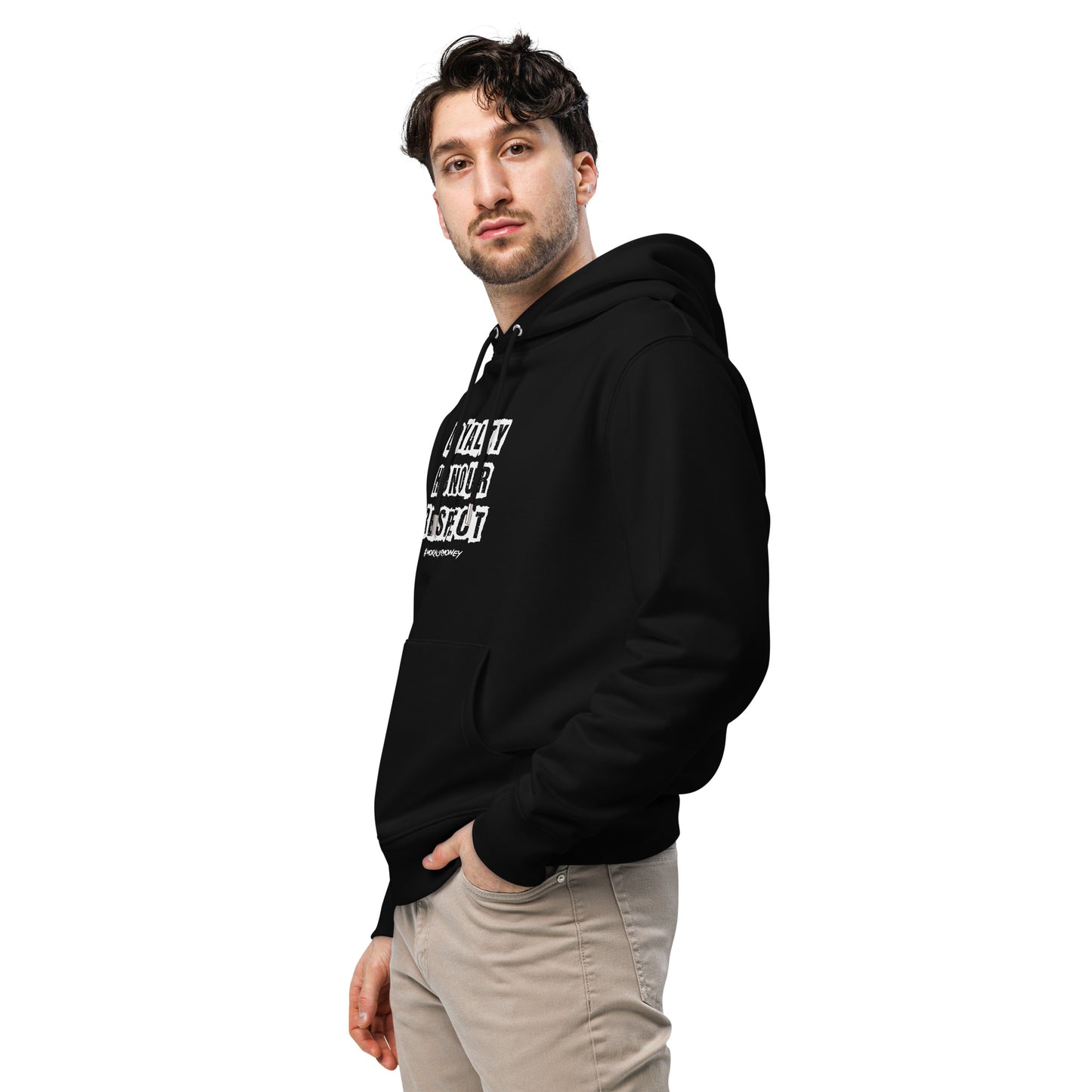 100% Organic Cotton Essentials 'Loyalty, Honour, Respect' Eco Hoodie - White Logo