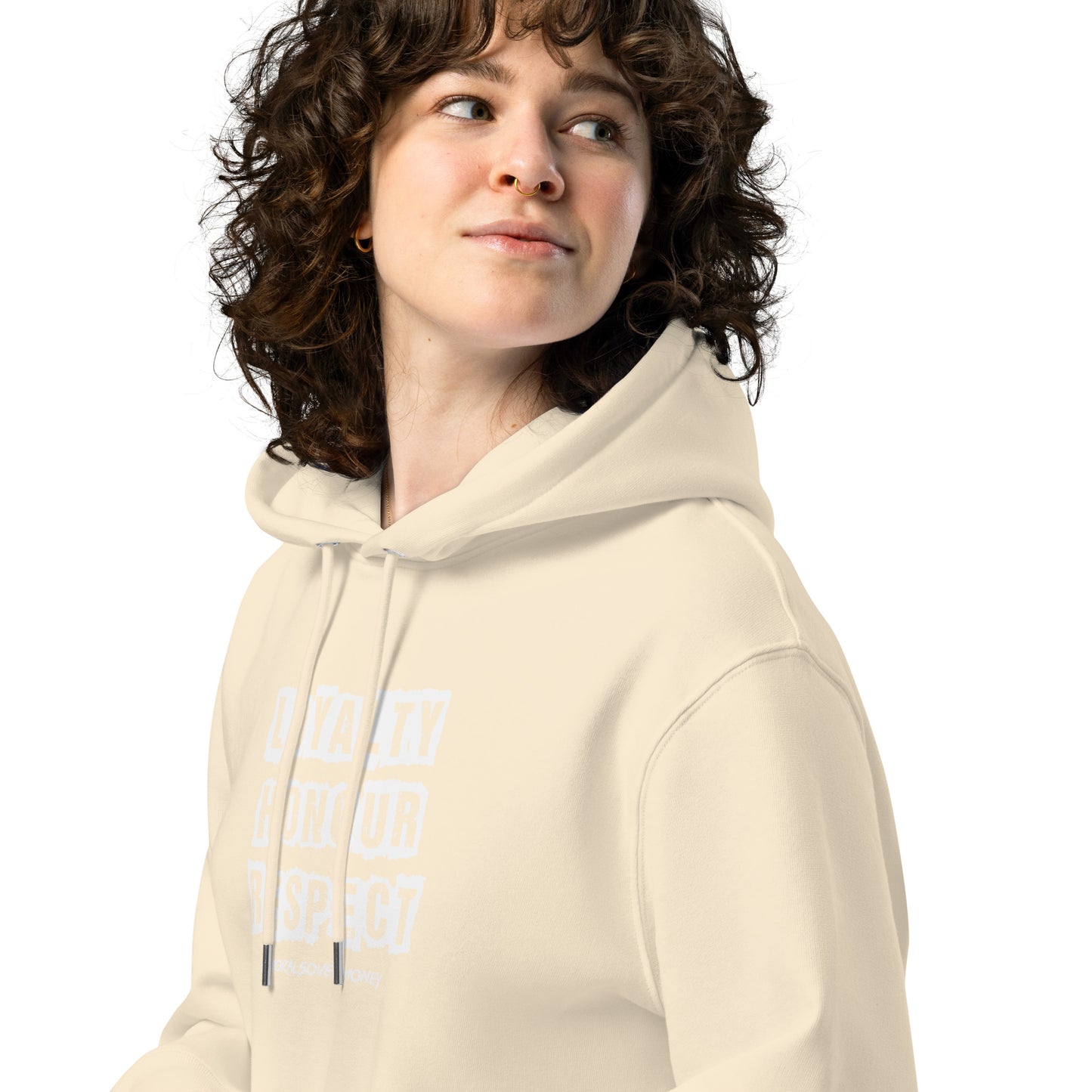 100% Organic Cotton Essentials 'Loyalty, Honour, Respect' Eco Hoodie - White Logo