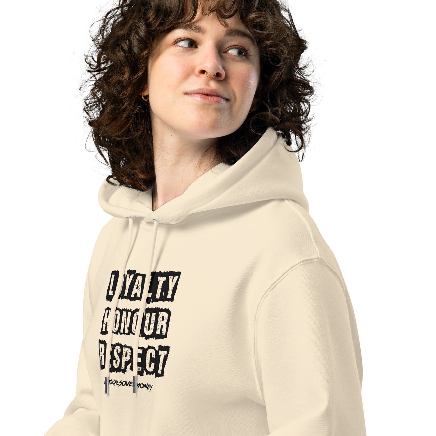 100% Organic Cotton Essentials 'Loyalty, Honour, Respect' Eco Hoodie - Black Logo