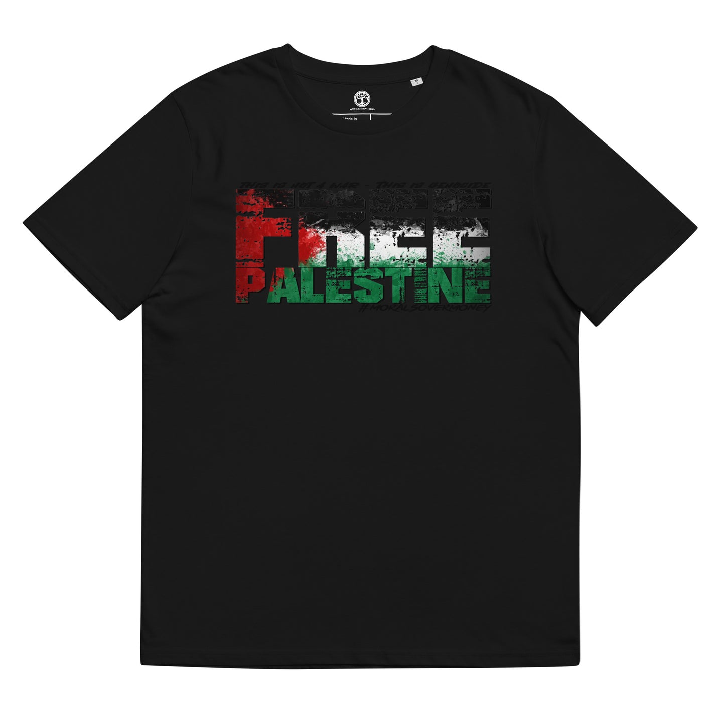 100% Organic Cotton 'Free Palestine' Eco Tee - Black Logo