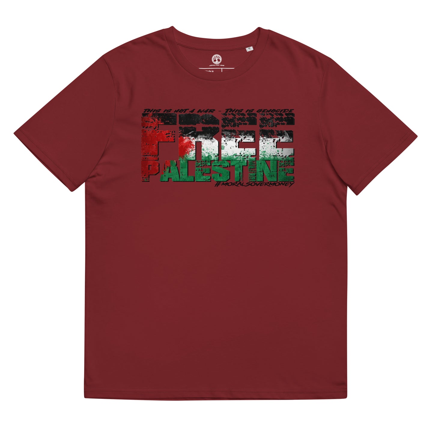 100% Organic Cotton 'Free Palestine' Eco Tee - Black Logo