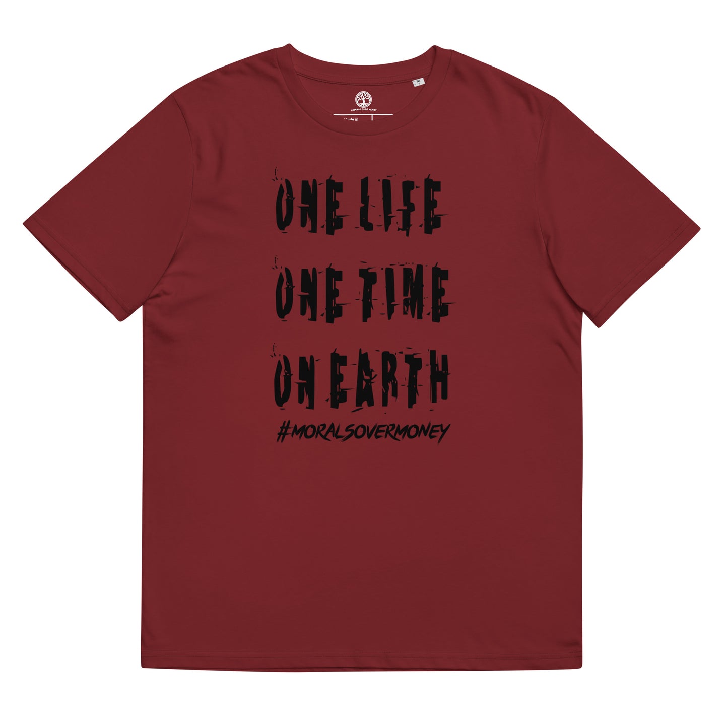 100% Organic Cotton 'One Life' Eco Tee - Black Logo