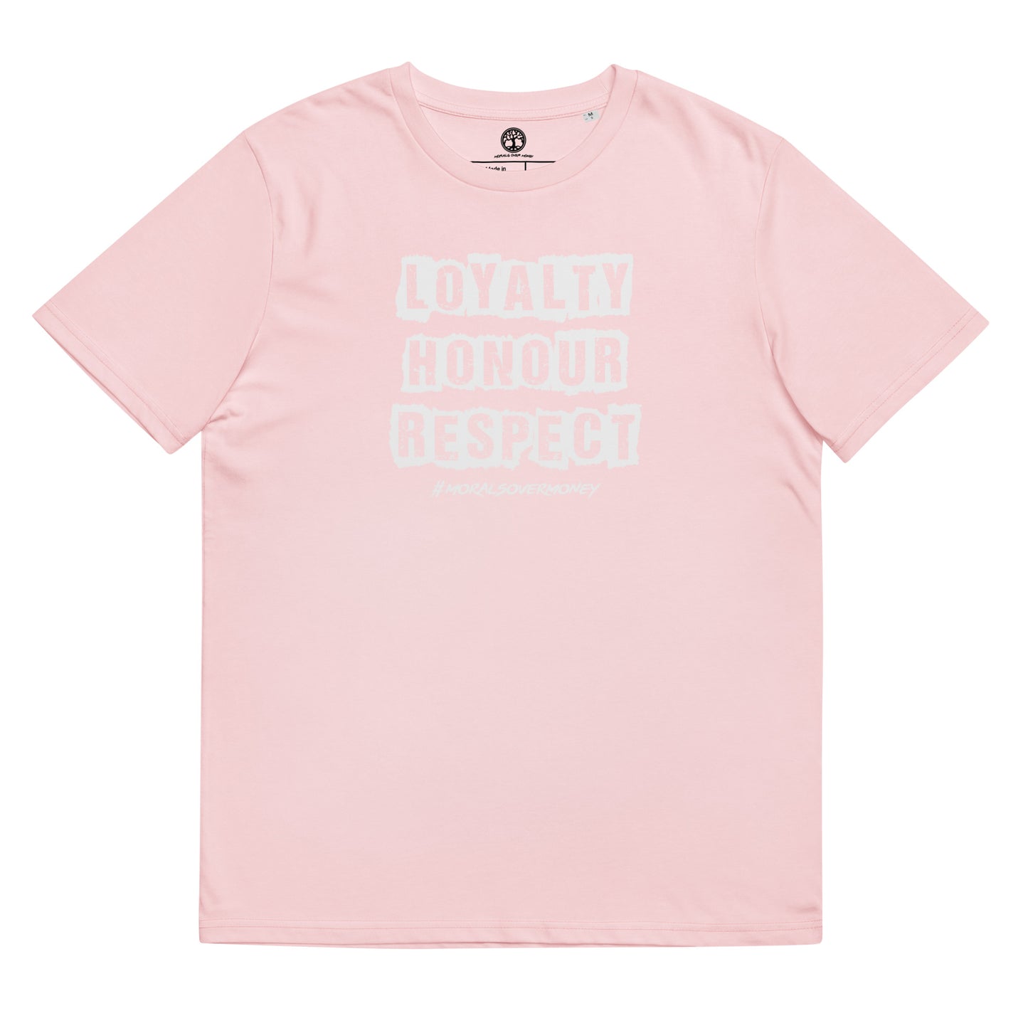 100% Organic Cotton 'Loyalty Honour Respect' Eco Tee - White Logo