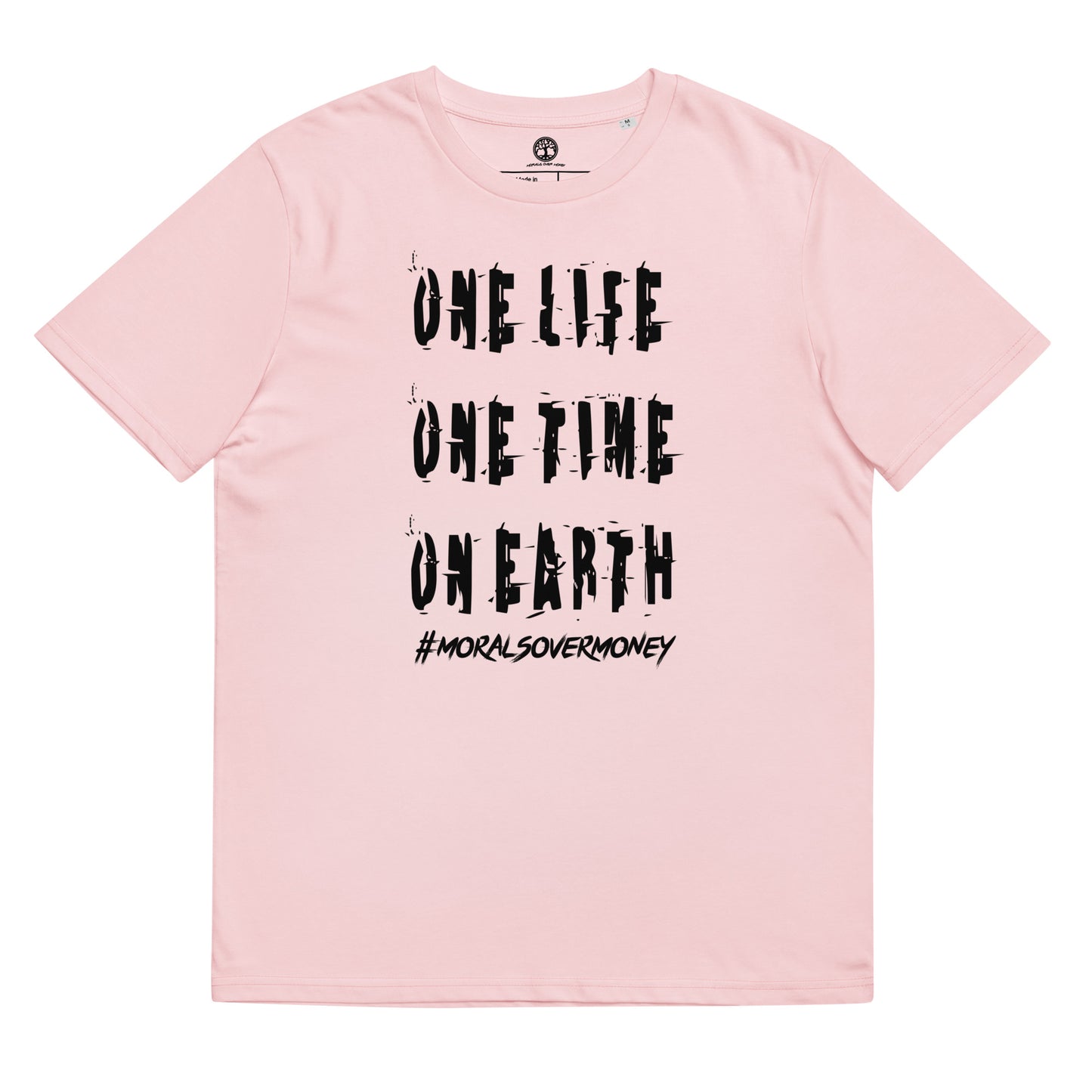 100% Organic Cotton 'One Life' Eco Tee - Black Logo