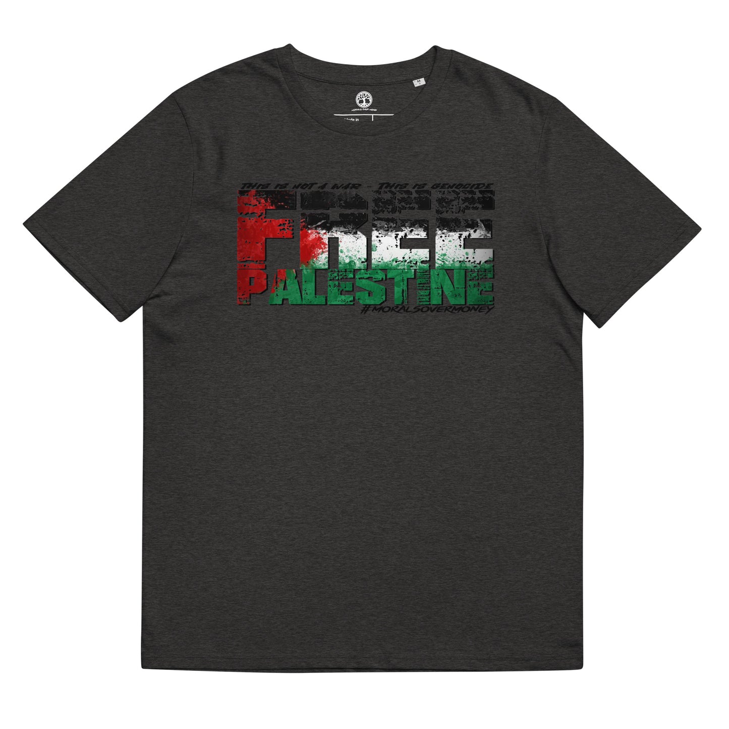 100% Organic Cotton 'Free Palestine' Eco Tee - Black Logo
