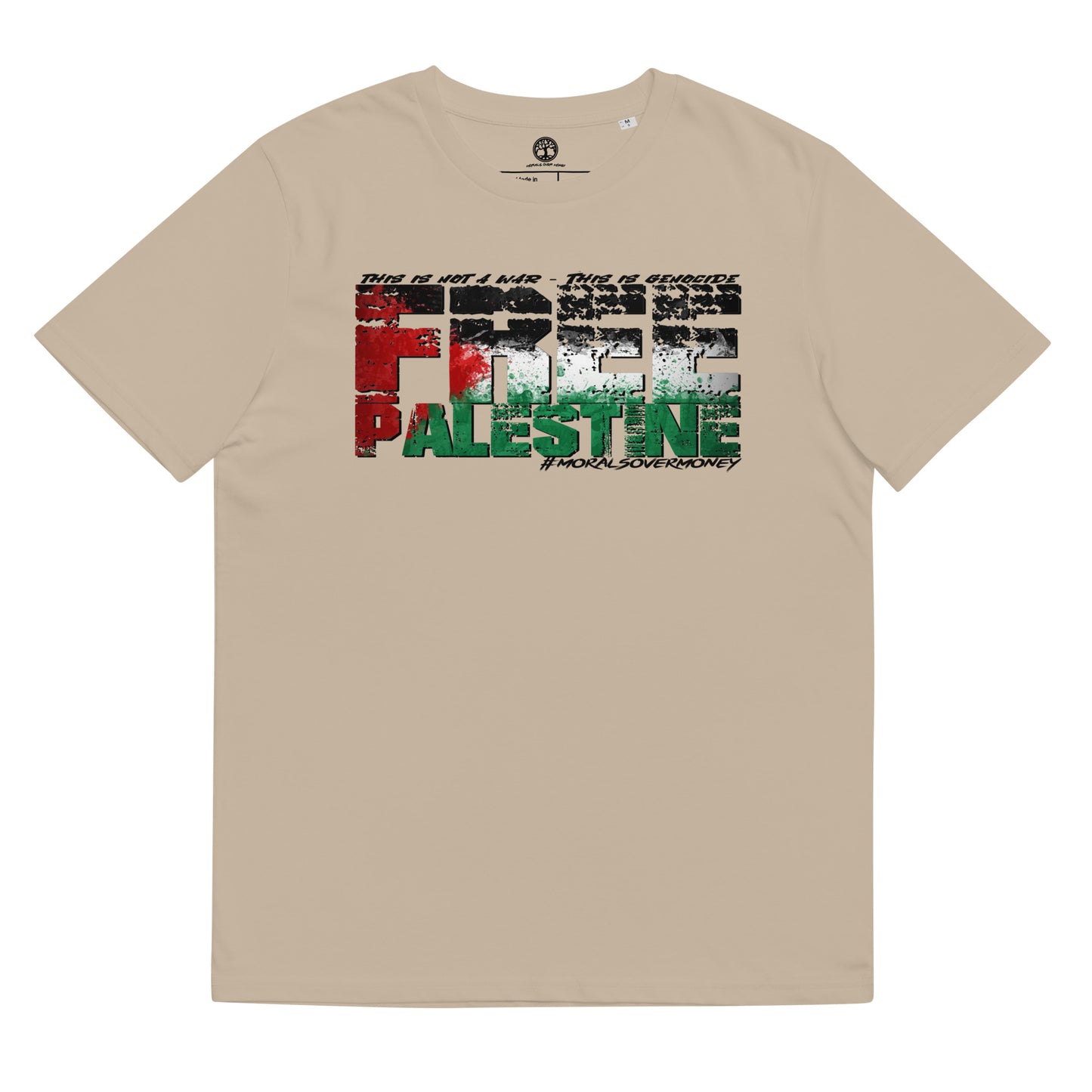 100% Organic Cotton 'Free Palestine' Eco Tee - Black Logo