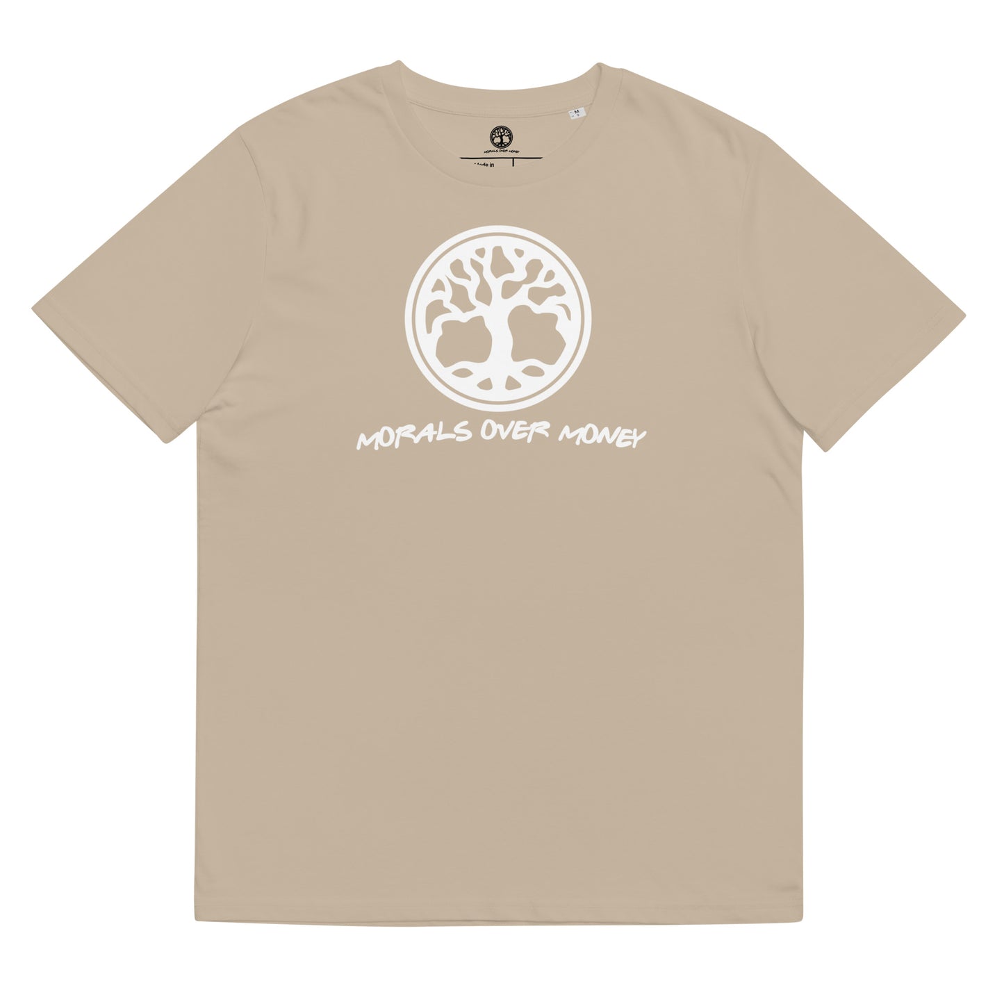 100% Organic Cotton 'Morals Over Money - Tree of Life' Eco Tee - White Logo