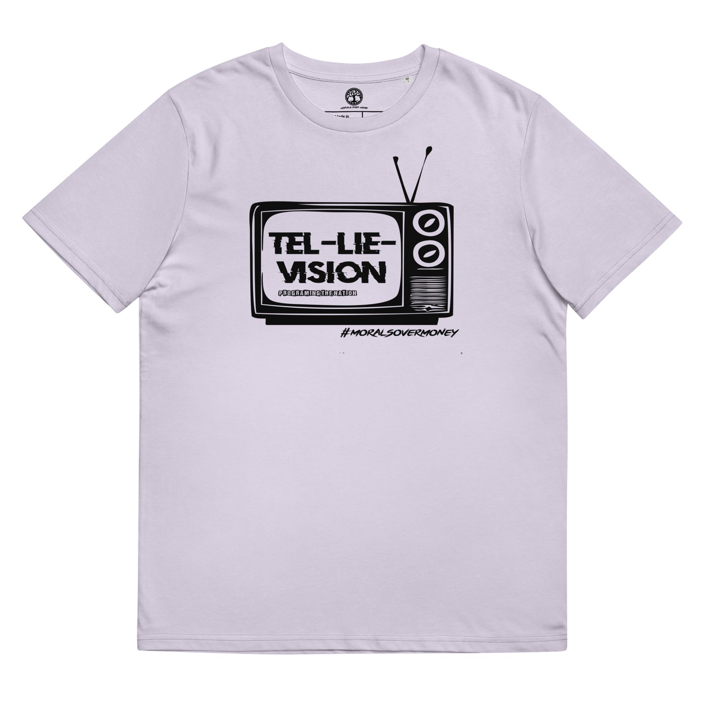 100% Organic Cotton 'Tel-Lie-Vision' Eco Tee - Black Logo