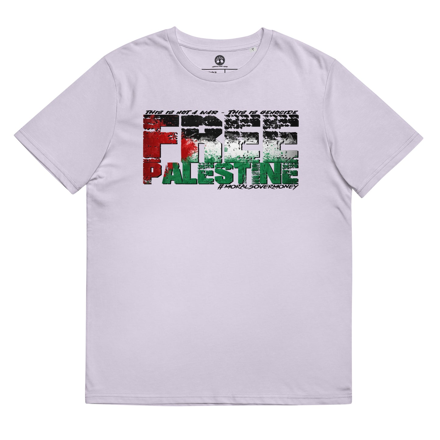 100% Organic Cotton 'Free Palestine' Eco Tee - Black Logo