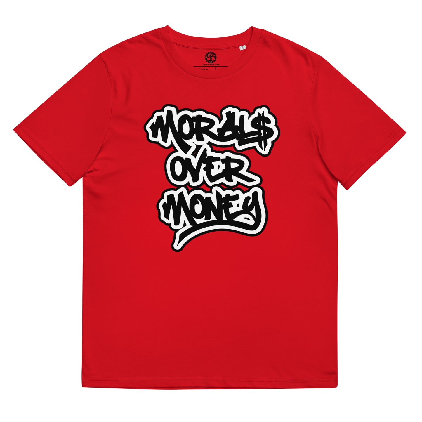 100% Organic Cotton 'Morals Over Money' Bubble Print Eco Tee