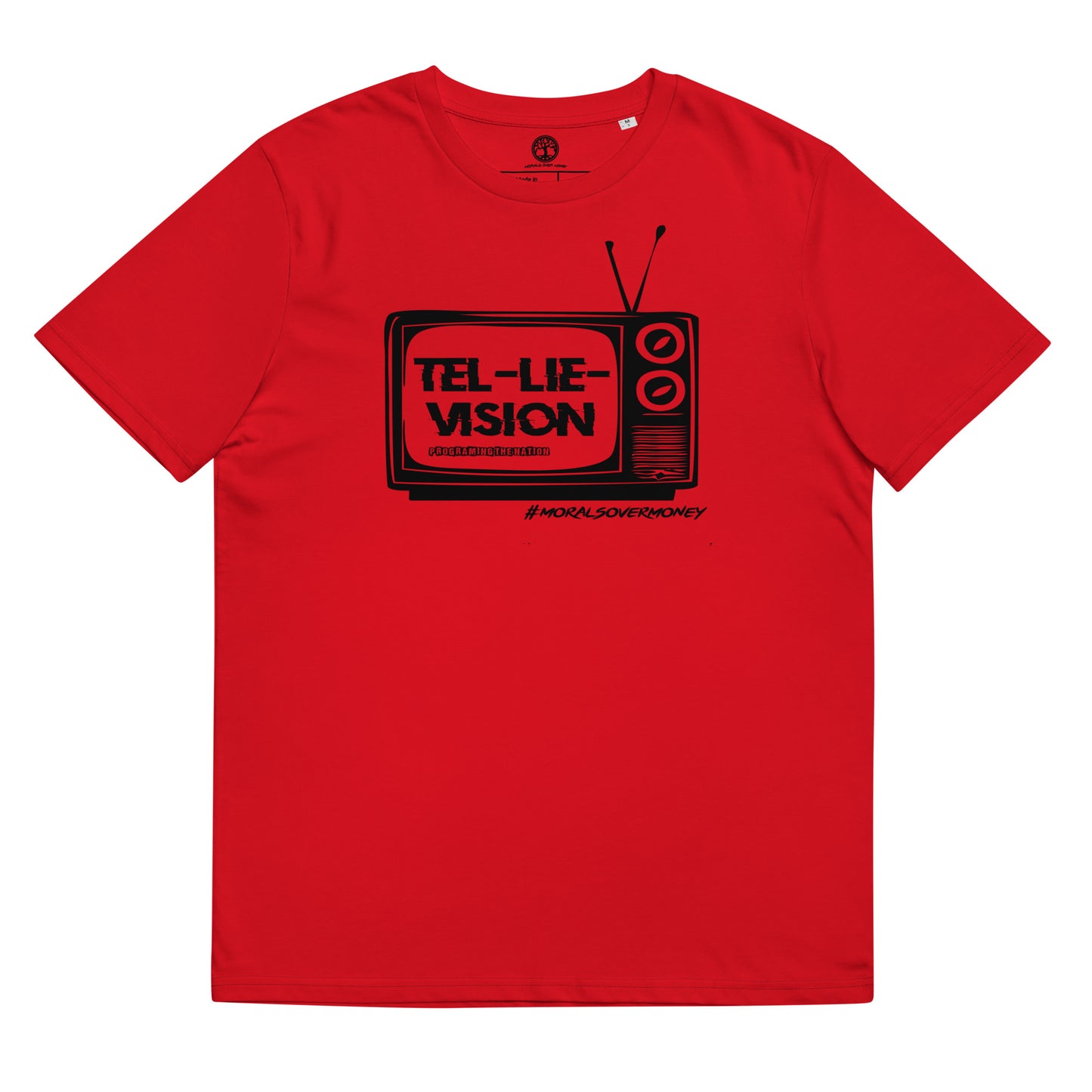 100% Organic Cotton 'Tel-Lie-Vision' Eco Tee - Black Logo