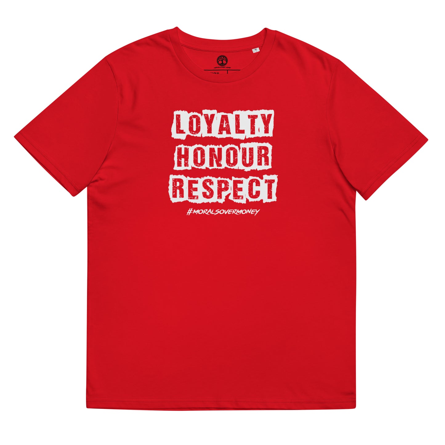 100% Organic Cotton 'Loyalty Honour Respect' Eco Tee - White Logo