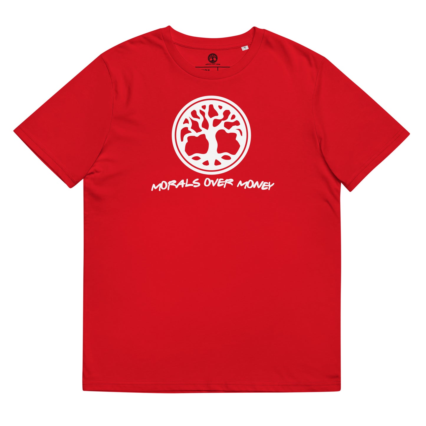 100% Organic Cotton 'Morals Over Money - Tree of Life' Eco Tee - White Logo