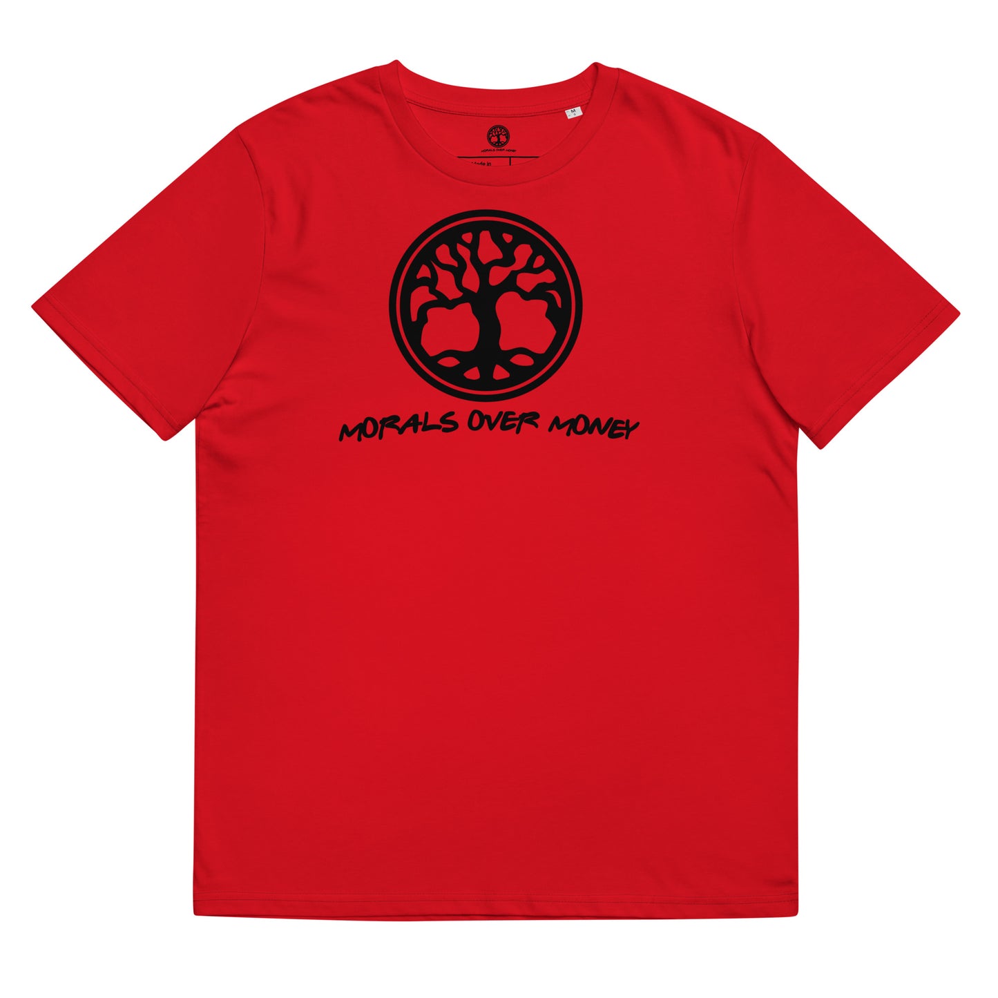 100% Organic Cotton 'Morals Over Money - Tree of Life' Eco Tee - Black Logo