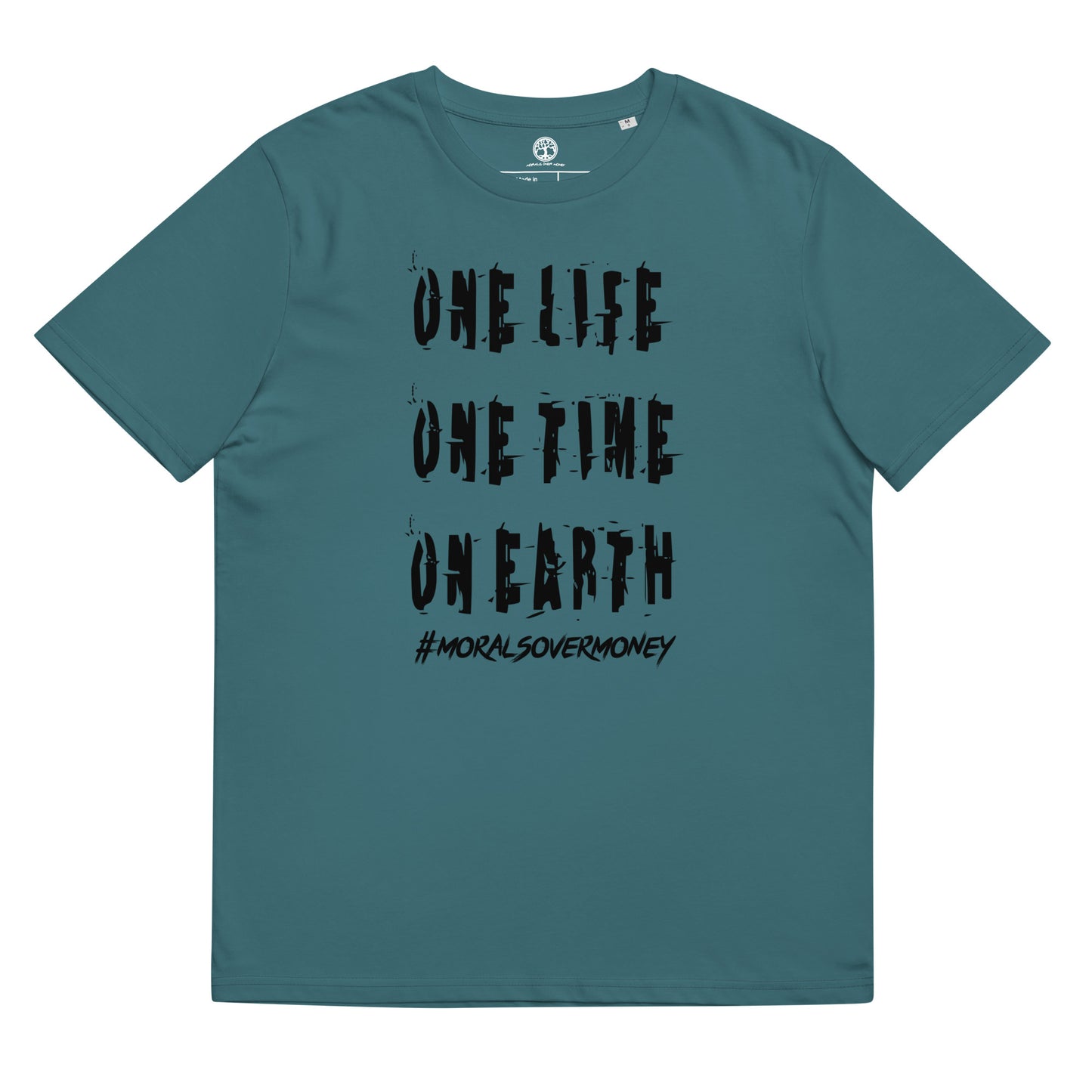 100% Organic Cotton 'One Life' Eco Tee - Black Logo