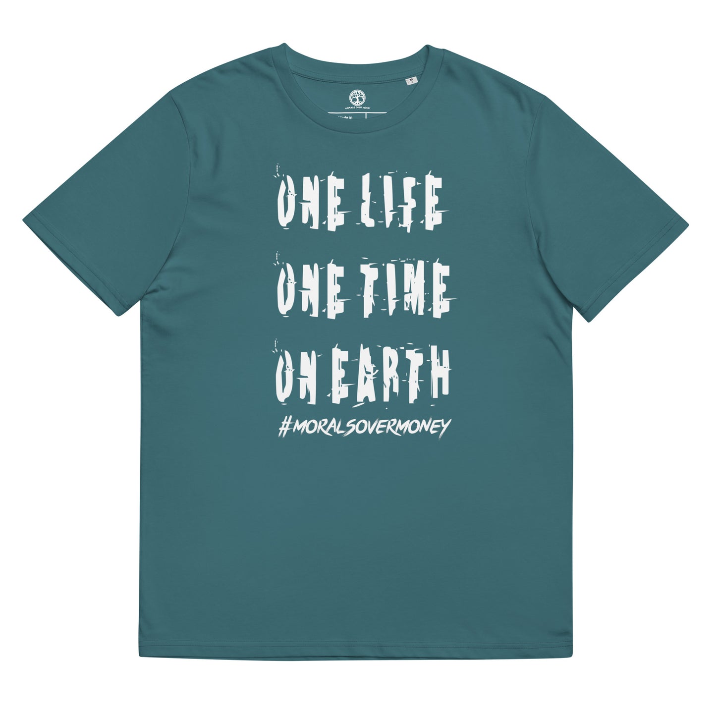 100% Organic Cotton 'One Life' Eco Tee - White Logo