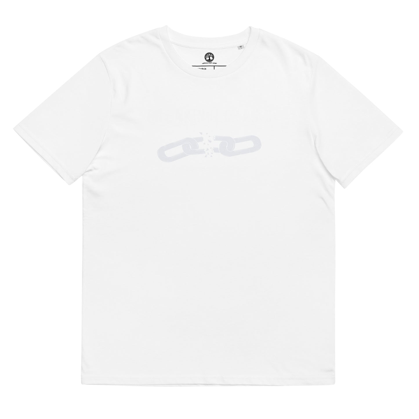 100% Organic Cotton 'Breaking Chains'  Eco Tee - White Logo