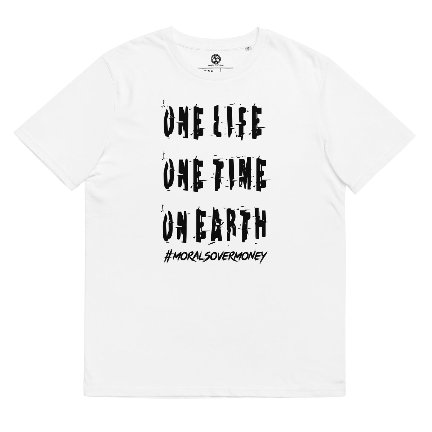 100% Organic Cotton 'One Life' Eco Tee - Black Logo
