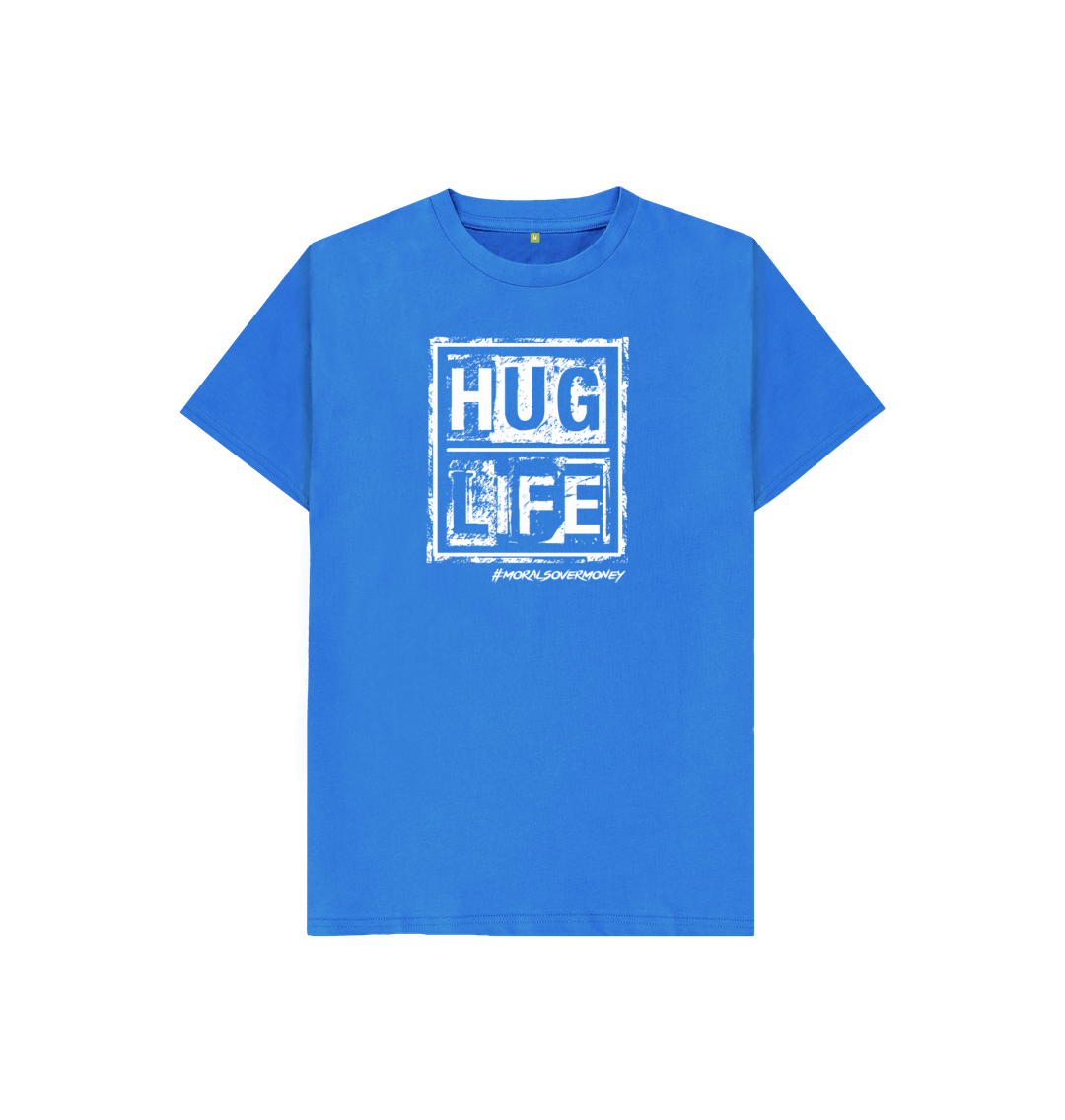 Bright Blue Kid's 100% Organic Cotton 'Hug Life' Eco Tee - White Logo