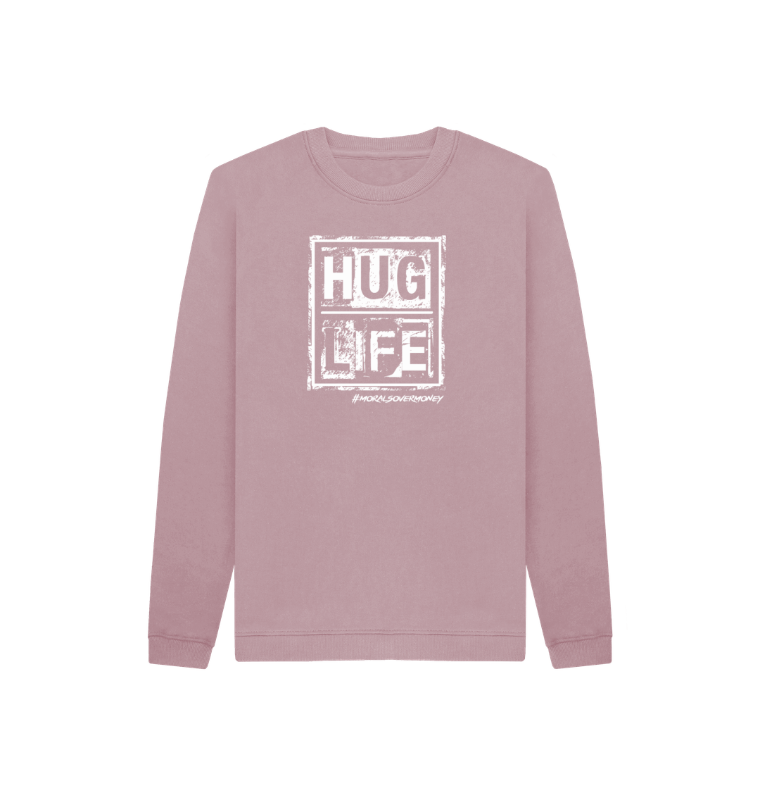 Mauve Kid's 100% Organic Cotton 'Hug Life' Eco Jumper - White Logo