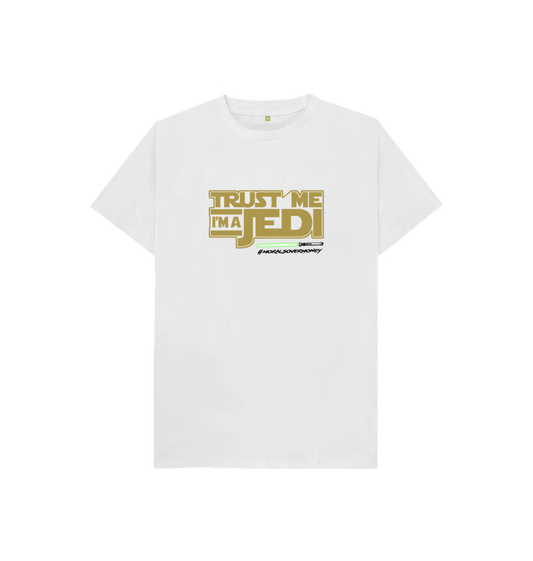 White Kids100% Organic Cotton 'Trust Me I'm A Jedi' Eco Tee - Black Logo