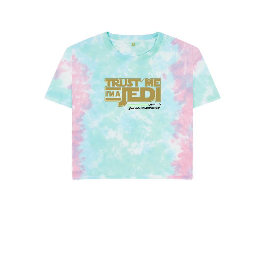 Pastel Tie Dye Women's 100% Organic Cotton 'Trust Me I'm A Jedi' Eco Boxy Tee - Black Logo