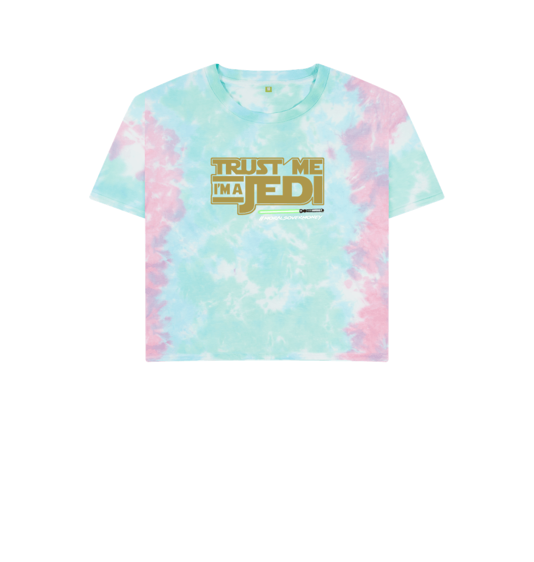 Pastel Tie Dye Women's 100% Organic Cotton 'Trust Me I'm A Jedi' Eco Boxy Tee - White Logo