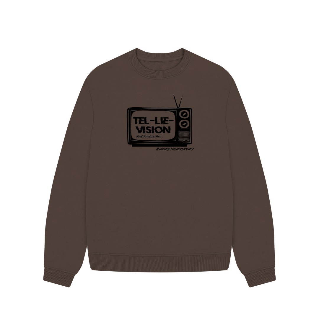 Chocolate Women's 100% Organic Cotton 'Tel-Lie-Vision' Oversized Eco Jumper