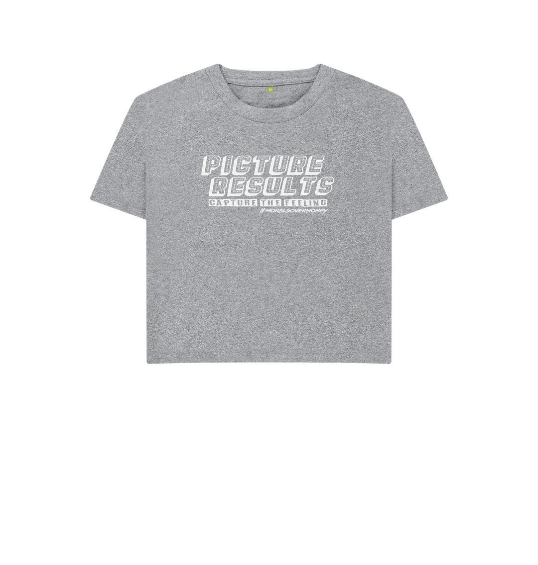 Athletic Grey Women's 100% Organic Cotton 'Picture Results' Eco Boxy Tee - White Logo