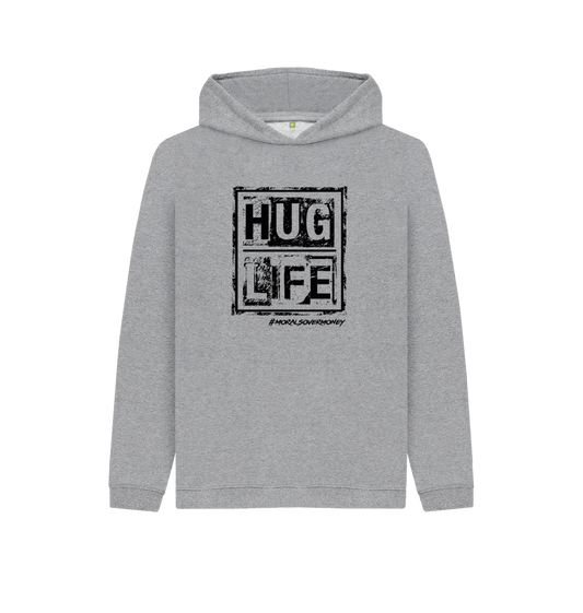 Athletic Grey Kid's 100% Organic Cotton 'Hug Life' Eco Hoodie - Black Logo