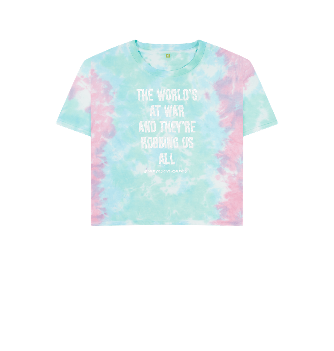 Pastel Tie Dye Women's 100% Organic Cotton 'The World's At War' Eco Boxy Tee