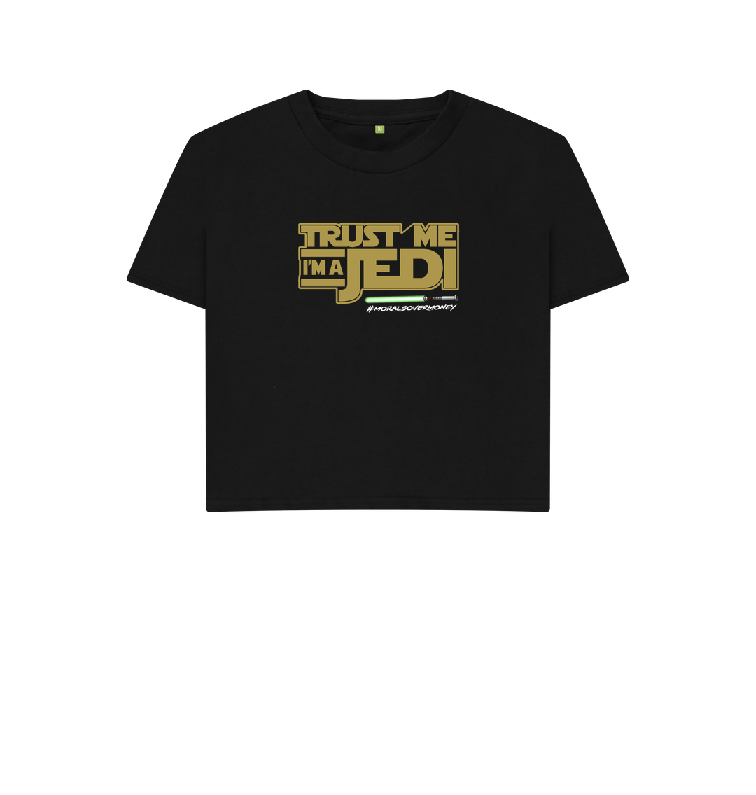 Black Women's 100% Organic Cotton 'Trust Me I'm A Jedi' Eco Boxy Tee - White Logo