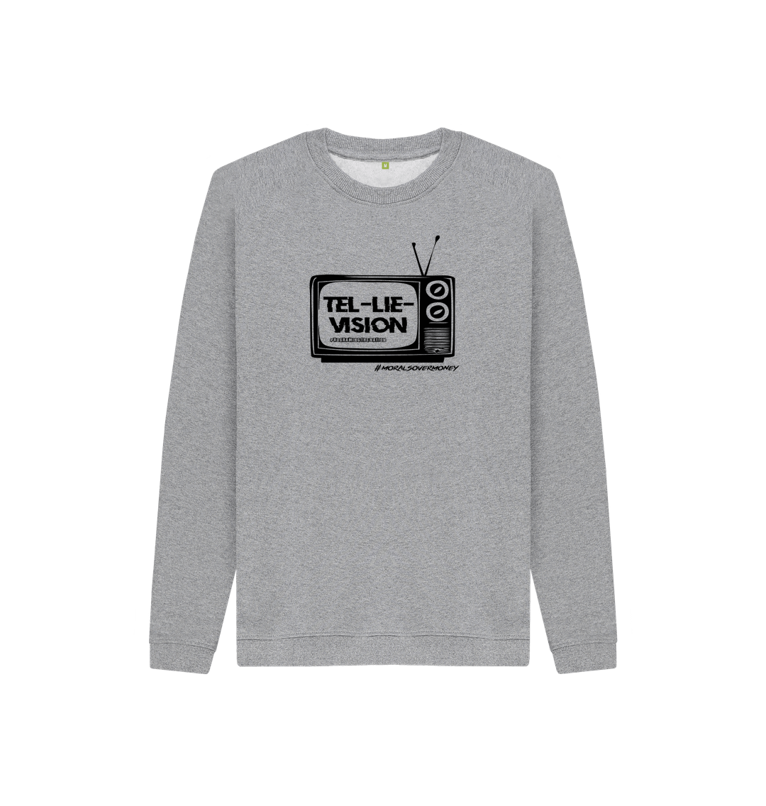 Athletic Grey Kid's 100% Organic Cotton 'Tel-Lie-Vision' Eco Jumper - Black Logo