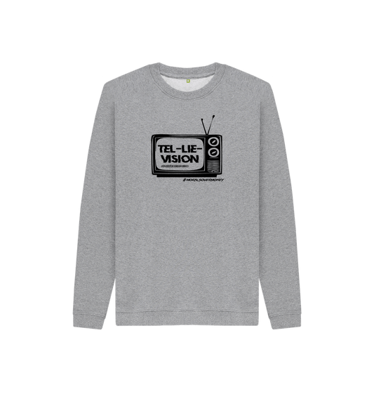 Athletic Grey Kid's 100% Organic Cotton 'Tel-Lie-Vision' Eco Jumper - Black Logo