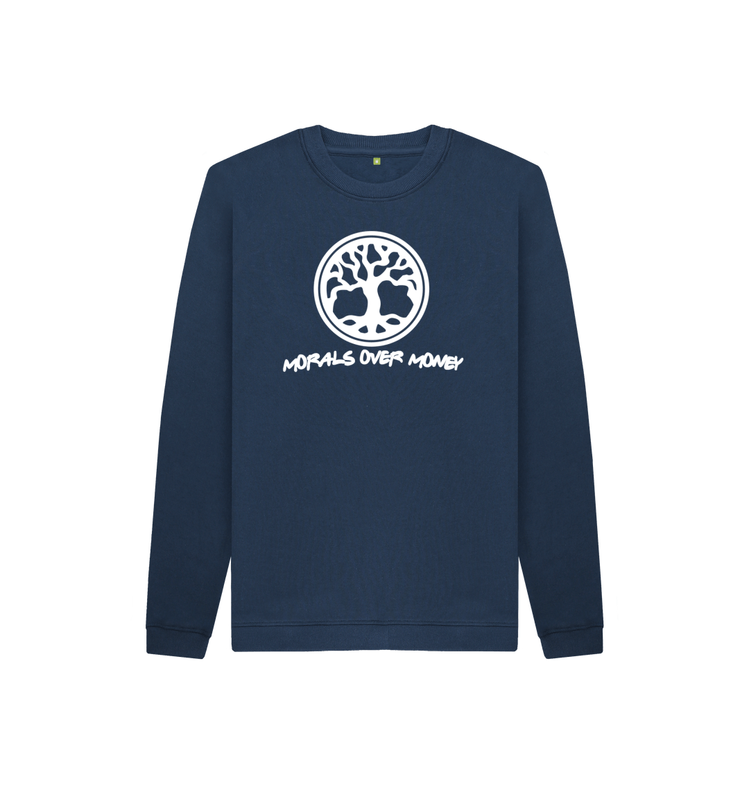 Navy Blue Kid's 100% Organic Cotton 'Tree Of Life' Eco Jumper - White Logo