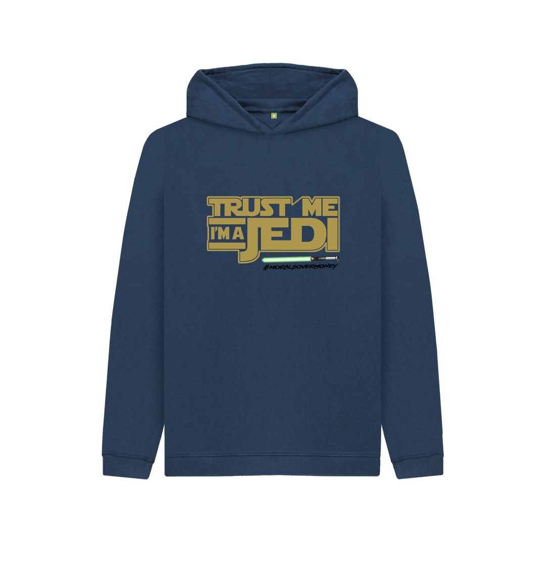 Navy Blue Kids 100% Organic Cotton 'Trust Me I'm A Jedi' Eco Hoody - Black Logo