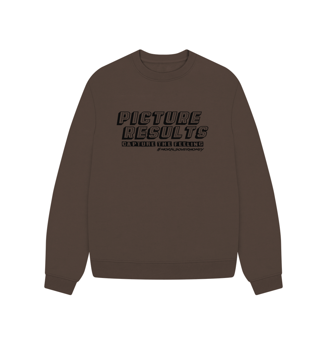 Chocolate Women's 100% Organic Cotton 'Picture Results' Oversized Eco Jumper - Black Logo