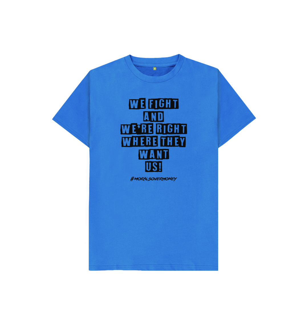 Bright Blue Kid's 100% Organic Cotton 'We Fight' Eco Tee - Black Logo