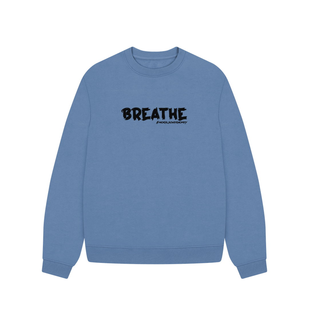 Solent Women's 100% Organic Cotton 'Breathe' Oversized Eco Jumper - Black Logo