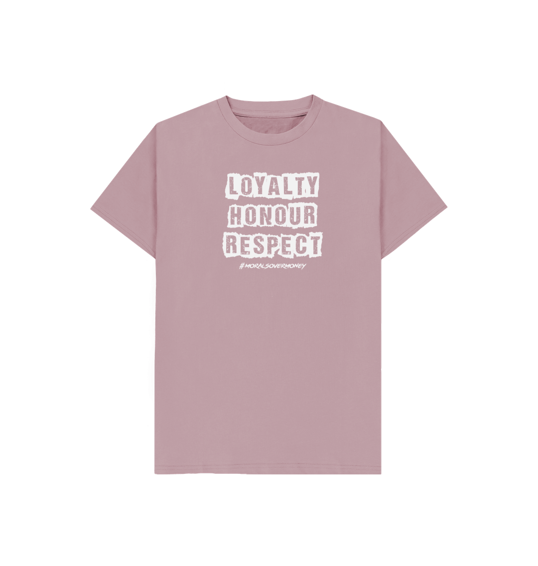 Mauve Kid's 100% Organic Cotton 'Loyalty, Honour, Respect' Eco Tee - White Logo