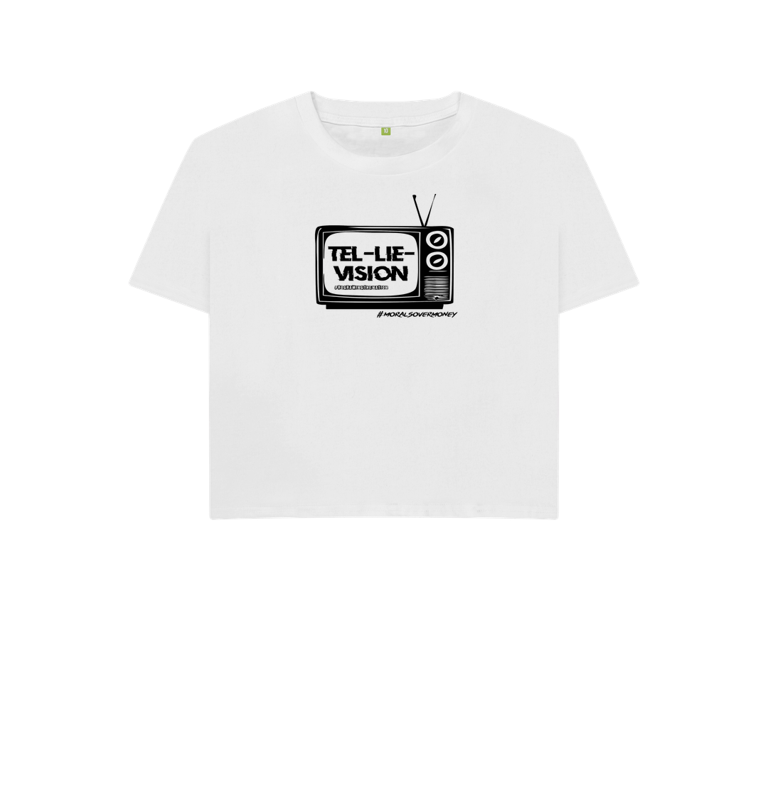 White Women's 100% Organic Cotton 'Tel-Lie-Vision'
