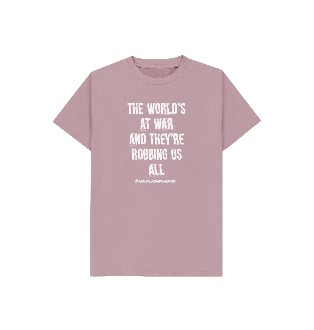 Mauve Kid's 100% Organic Cotton 'The World's At War' Eco Tee - White Logo