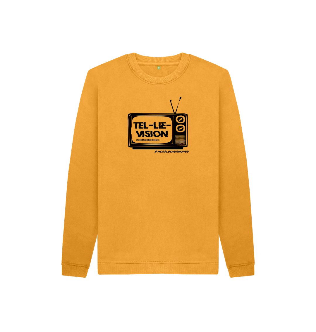 Mustard Kid's 100% Organic Cotton 'Tel-Lie-Vision' Eco Jumper - Black Logo