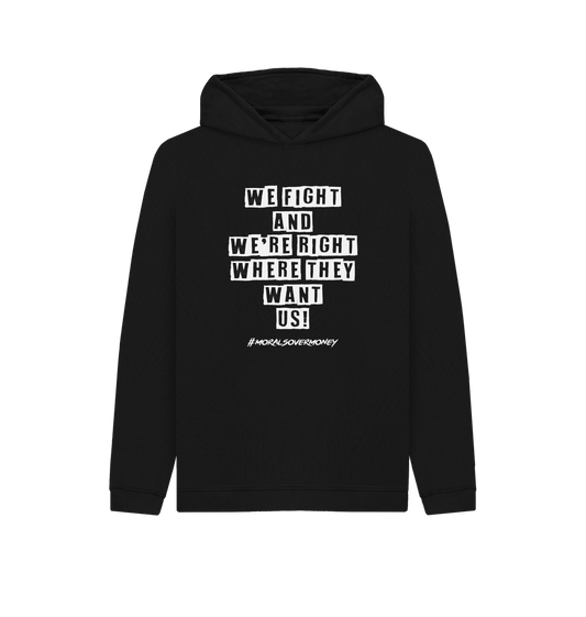 Black Kid's 100% Organic Cotton 'We Fight Eco Hoody - White Logo