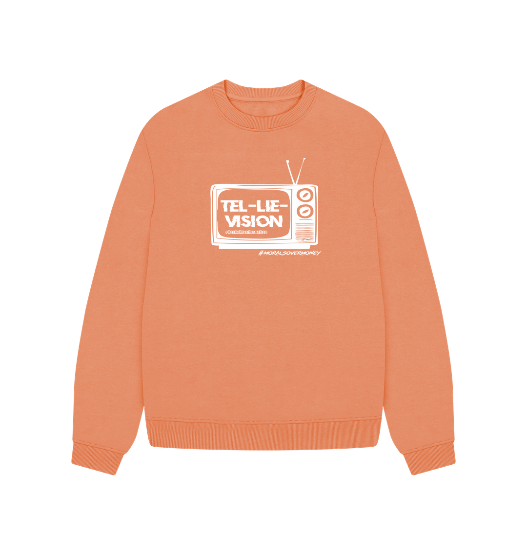 Apricot Women's 100% Organic Cotton 'Tel-Lie-Vision' Oversized Eco Jumper - White Logo